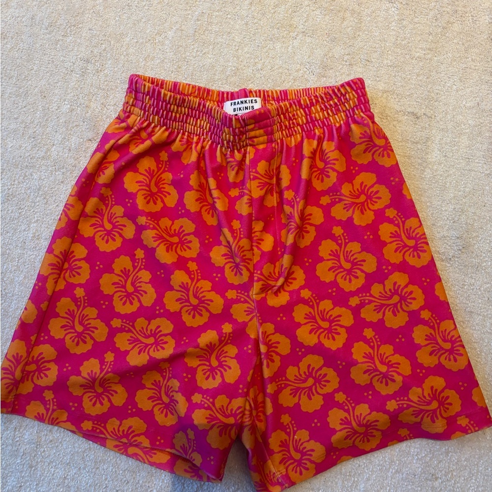 NWOT Frankie's Bikinis Pink and Orange Floral Shorts